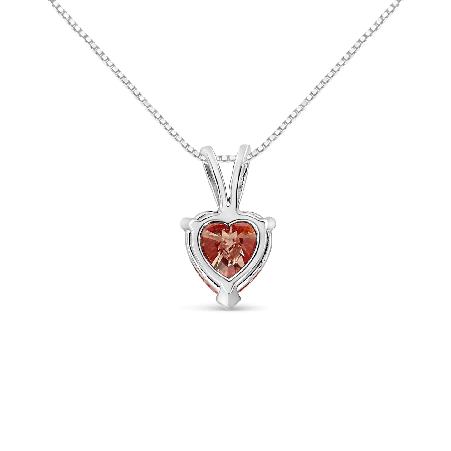 IGI Certified 14K White Gold Martini Set 1.00 Cttw Lab Grown Pink Heart Diamond Solitaire 18" Pendant Necklace (Pink Color, SI2 Clarity)